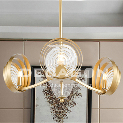 American chandelier living room atmospheric metal glass bedroom lamp post modern creative dining room lamp-WX-G9007